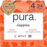 Pura Eco babyluiers - maat 4 (8-14 kg/18-31 lbs), 1 pak (24 luiers), ultrazachte luiers voor de gevoelige huid, biologisch katoen, tot 12 uur lekbescherming, EU EcoLabel geaccrediteerd