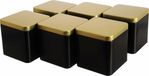 Shenzhen Haorui Industrial Technology Co., Ltd. 6 x élégante boîte à thé angulaire/boîte de rangement, noir-or, hermétique aux arômes en métal pour 150 g de thé chacune | 9 x 9 x 9 cm