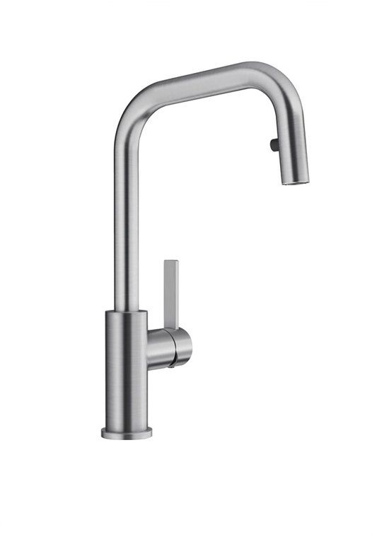 Blanco spoelbakmengkraan met geborstelde RVS spray - 526614