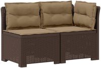 vidaXL Tuinbank met Kussens Rattan Look PP Bruin
