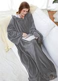 Atout Ciel Plaid met fleecemouwen, 140 x 170 cm, grijs