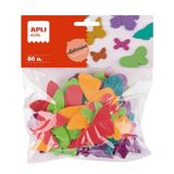 APLI Kids 19589 vlinders van EVA-schuim om te knutselen, 50 stuks vlinders in verschillende kleuren en maten