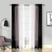 Melodieux Zwarte Ombre Transparante Gordijnen Gradiënt Rod Pocket Voiles, 56x90 inch, 2 Panelen