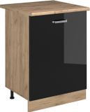 Vicco Keukenonderkast R-Line, Zwart hoogglans/Goudkleurig Eiken, 60 cm