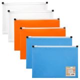 eco-eco A5 50% gerecycled uitbreidende rits uitbreidende bestandsportefeuille, helder, oranje, blauw (Pack van 6), eco106x6