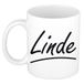 Bellatio Decorations Linde Naam koffiemok - beker - met sierlijke letters - wit - cadeau - collega - moederdag - verjaardag - personeel