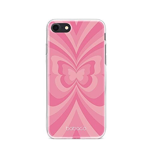 Babaco ERT GROUP mobiel telefoonhoesje voor Iphone 7/8/ SE 2/ SE 3 origineel en officieel erkend Babaco patroon Butterflies 001 aangepast aan de vorm van de mobiele telefoon, hoesje is gemaakt van TPU