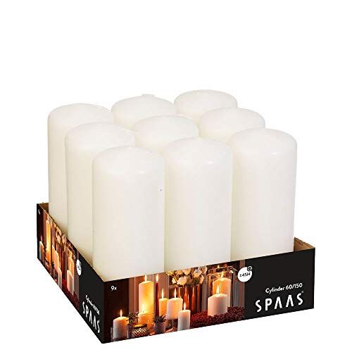Spaas Tray van 9 Cilinderkaarsen 60/150 mm, ± 45 uur, geurloos - wit