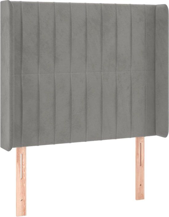 vidaXL Hoofdbord met randen 103x16x118/128 cm fluweel lichtgrijs