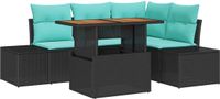 vidaXL Tuinbank Set 5-delig Zwart Polyrattan