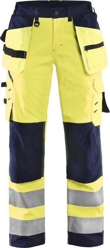 Blåkläder Dames Softshell werkbroek High Vis Geel/Marineblauw maat 40