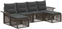 vidaXL Tuinbank Set 6-persoons Grijs Polyrattan