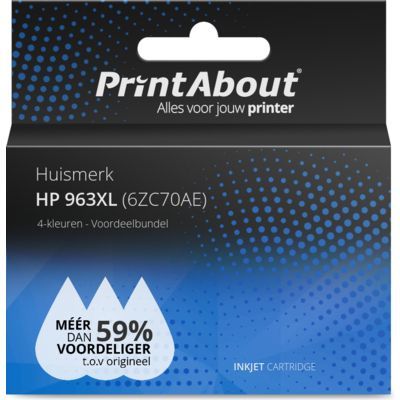 PrintAbout Huismerk 963XL (6ZC70AE) Inktcartridge 4-kleuren Voordeelbundel | Compatibel met HP
