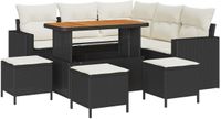 vidaXL Tuinbank Set 8-st Zwart Poly Rattan