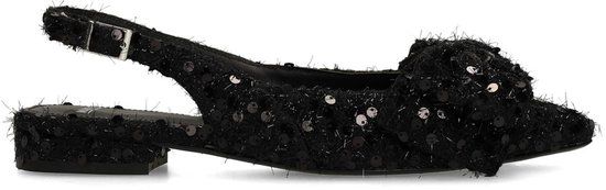 Manfield Dames Zwarte Glitter Slingbacks Maat 36