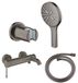 Grohe Essence New Bad-/Douchekraan - 3 standen - met handdoucheset - met doucheslang - brushed hard graphite (antraciet)