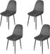 Urban Living Set van 4 Eetkamerstoelen Zwart Fluweel/Velours met Metalen Onderstel
