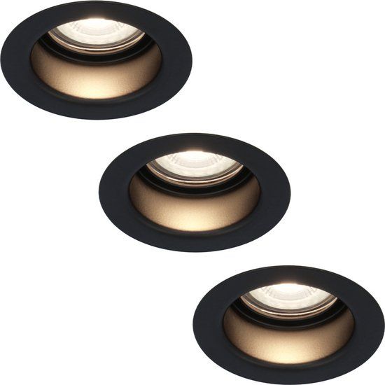 HOFTRONIC Set van 3 Mari LED platte inbouwspots - Zwart