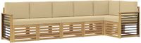 vidaXL - Bank loungeset - 6 zitplekken - Wit en Beige - Polyester
