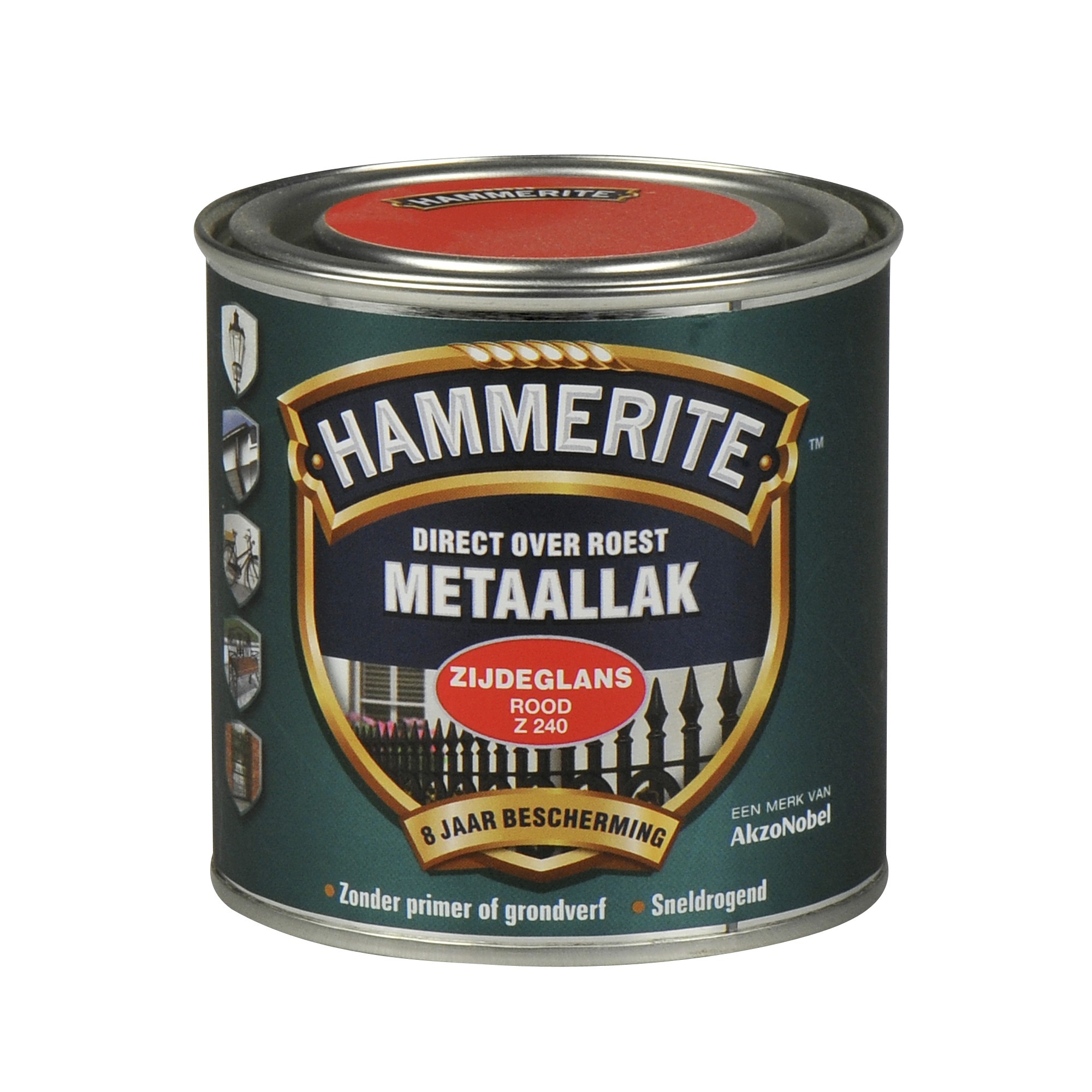 Hammerite direct over roest metaallak zijdeglans rood - 250 ml