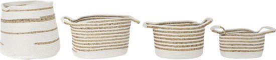 DKD Home Decor Basket Spelset - Katoen - Wit - 36x36x34 cm