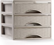 Plasticforte Ladeblokje/bureau organizer met 3x lades - beige - L18 x B23 x H17 cm