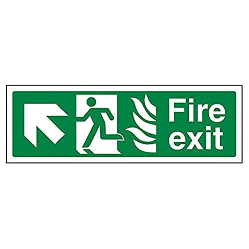 V Safety VSafety NHS Fire Exit Pijl Links Bord - 300mm x 100mm - 1mm Rigid Plastic