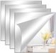 BeiJingLiangPinJiaZuoKeJiWenHuaFaZhanYouXianGongSi 4 stuks film miroir, miroirs muraux décoratifs, carreaux miroir, auto-adhésif, miroirs adhésifs, miroirs à coller, mur miroir, carreaux adhésifs, miroir de salle de bain, miroir extérieur, argent, 25x25x25 cm