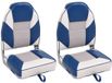 vidaXL Bootstoelen 2 stuks inklapbaar met hoge rugleuning 39x43x58 cm Wit en blauw Metaal Polyurethaan PVC