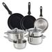 Well Home Set de 7 pièces en acier inoxydable + 3 casseroles, Ø 16 x 20 x 24 cm, gris, métallique, en aluminium embouti