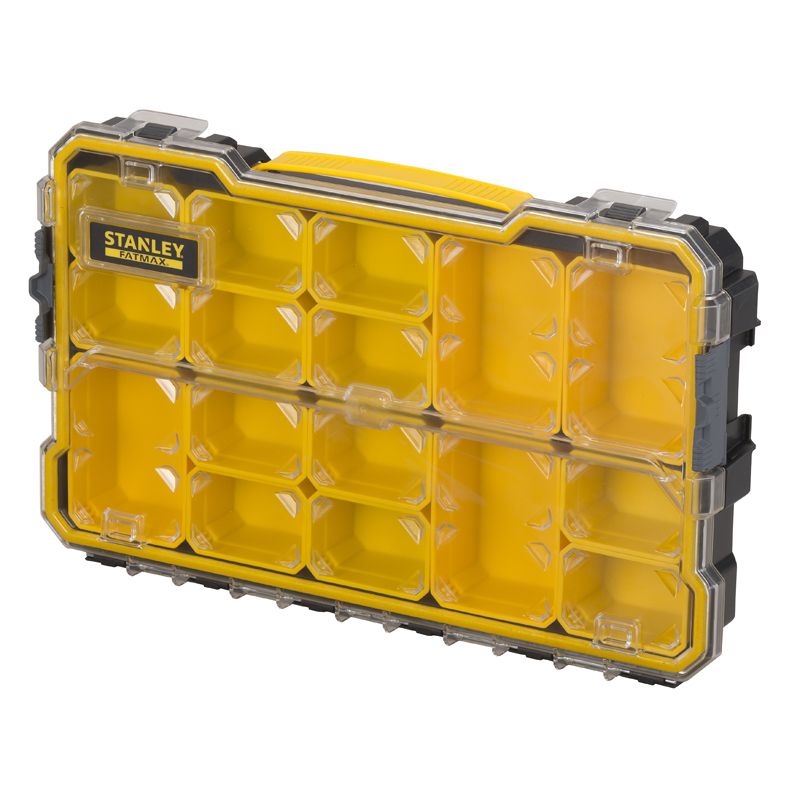 Stanley FATMAX Pro Organizer Ondiep - Small Parts Box - 16 Compartments - Black/Yellow