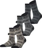 Esprit Sami Pattern 3-Pack gedessineerd katoen multipack sokken dames zwart - maat 36-41