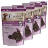 Chewies Maxi vleesstrips voor honden, 100% kangoeroevlees, 4 x 150 g, luchtgedroogde kangoeroe-strips voor honden, suikervrij en graanvrij, gedroogd vlees van