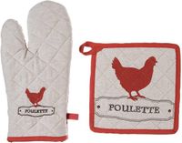 ATMOSPHERA CREATEUR D'INTERIEUR ATMOSPHERA Poule Ovenwant en Pannenlap - 2-delige Set - 100% Katoen - Multicolor
