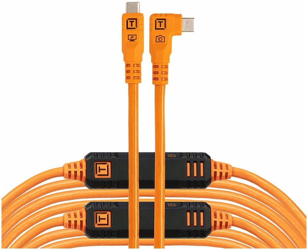 Tether Tools TetherPro Optima 10G USB-C - 31' (9.4m) - Straight to Right - Orange - 0818307016071