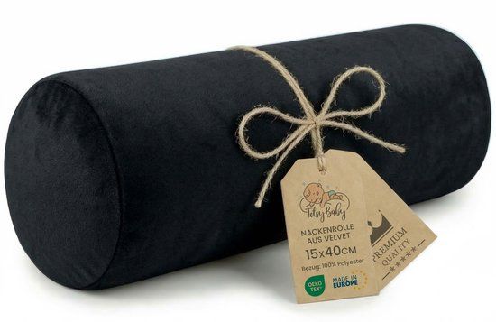 Nekrol ASE Spolka Akcyjna Nekrol met hoes Yoga Bolster Kniekussen Positioneringsrol 40x15 cm - Zwart Fluweel