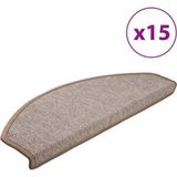 Tapis d'escalier 15 pièces 65 x 24 x 4 cm marron clair demi-rond grand