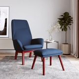 vidaXL Relaxstoel met voetenbank stof blauw