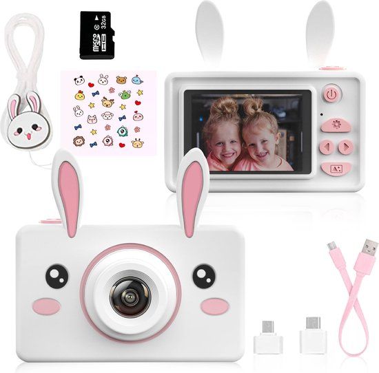 El Royal Digitale Camera - Kindercamera - 24MP - Roze Konijn - Incl. SD kaart