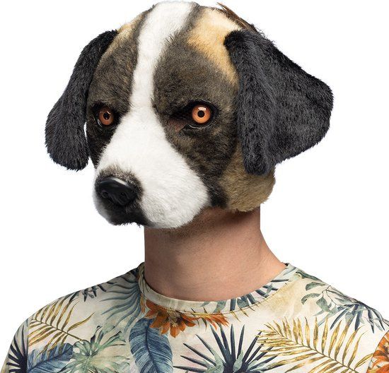 Boland - Pluche masker Bernard - Volwassenen - Hond - Grappig en Fout - Carnaval - Themafeest