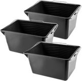 KADAX Verfemmer, vierkante kunststof schilderemmer met metalen handvat, stabiele wateremmer met gietrand, voor renovatie, tuin, poetsemmer, rechthoekig, licht (12 l, 3 stuks, zwart)