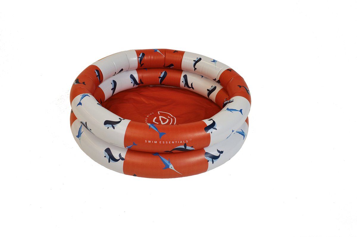 Swim Essentials Babyzwembadje Opblaasbaar - Rood/Wit Walvis - Ø 60 cm