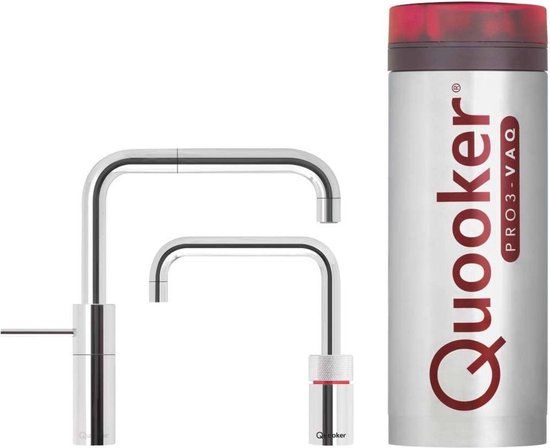 Quooker TWINTAPS Nordic Square Kokendwaterkraan - U uitloop - PRO3 VAQ - Chroom