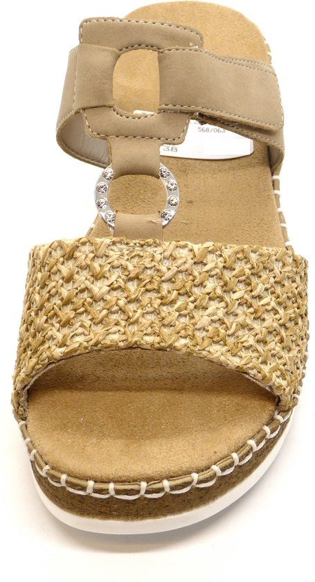 Rieker Sandalen beige - Maat 39 - Vrouwen - Platte sandalen - Imitatieleer - Maat 39 - Casual schoenen