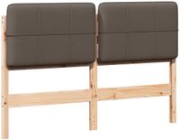 vidaXL Gestoffeerd hoofdbord bruin en taupe 140 cm massief grenenhout