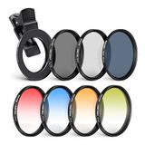 NEEWER 67 mm lensfilterset met telefoonlensclip, CPL, ND32, 6-punts sterrenfilter, graduele filter (4 kleuren), compatibel met iPhone 15 14 Pro MAX 13 12 11 Canon Nikon Sony