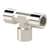 T-stuk, RIEGLER T-stuk, binnen/binnen/binnen, G 1/8, SW 10, werkdruk max. 60 bar, bedrijfstemperatuur max. 150 °C, messing vernikkeld