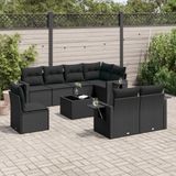 Maison Exclusive - Salon de jardin, 9 pièces, avec coussins, noir, en polyrotin
