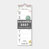 De Hobbit Hobbit Weekkalender 2027 - half A4 (29.7 x 10.5 cm) - Smalle Weekplanner - Aquarel Bloemetjes