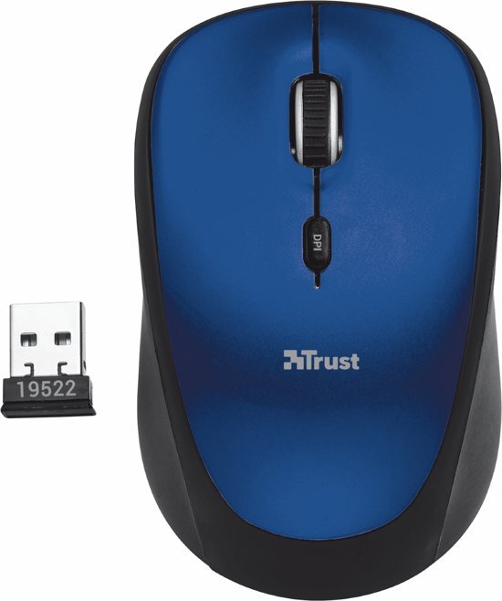 Trust Yvi - Draadloze Mini Muis - Blauw Compact Draadloos Comfortabele vorm